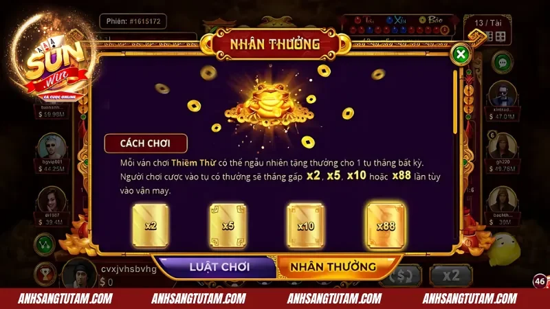 Quy định về cách tính tiền thưởng khi chơi Sicbo Tài phú MD5